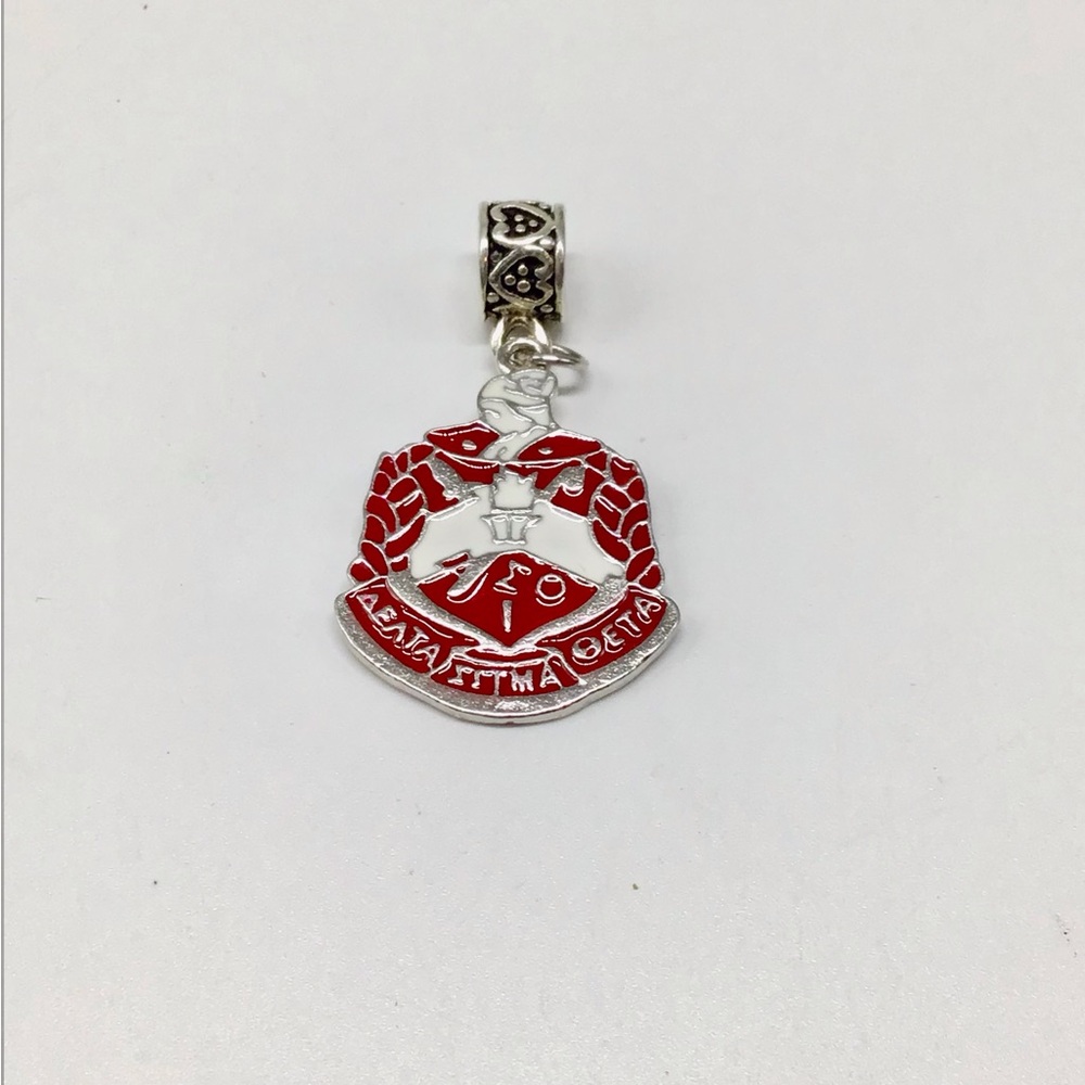 Delta Sigma Theta Red and Silver Pendant